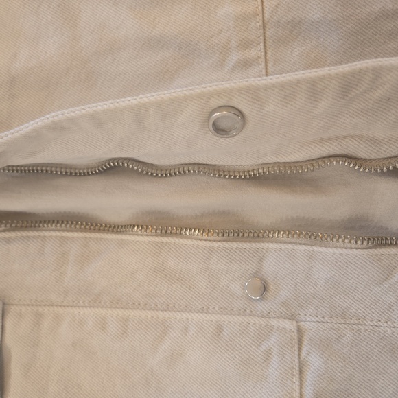 Zara 100% Cotton Cropped Barn Chore Jacket Oversized Cream Tan Womens Size Large - Picture 6 of 11